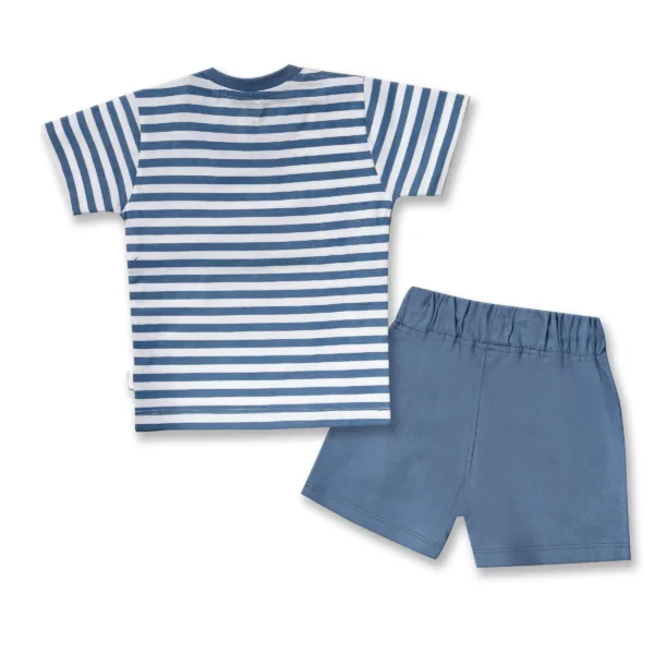 JOY KIDS Baby Boy Two-Piece Set – Stripe Print Knit Top with Embroidery & Matching Knit Pants