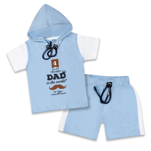 JOY KIDS Baby Boy Two-Piece Hoodie Set – Knit Fabric with Chest Print & Printed Bottom