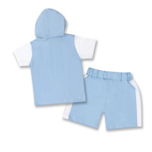 JOY KIDS Baby Boy Two-Piece Hoodie Set – Knit Fabric with Chest Print & Printed Bottom