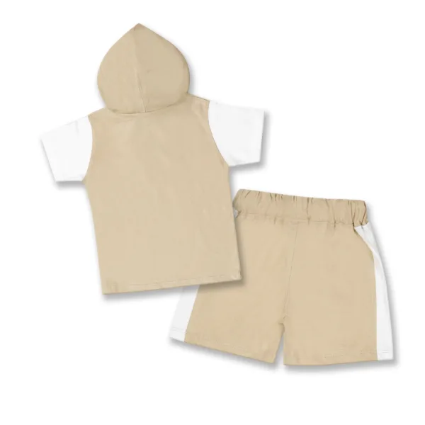 JOY KIDS Baby Boy Two-Piece Hoodie Set – Knit Fabric with Chest Print & Printed Bottom