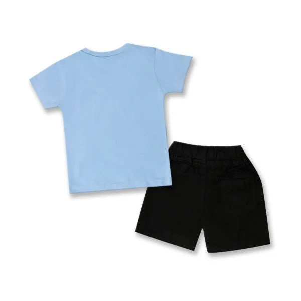 JOY KIDS Baby Boy Two-Piece Set – Knit Top with Chest Print & Extended-Length Bermuda Pant