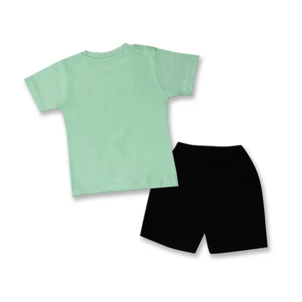JOY KIDS Baby Boy Two-Piece Set – Knit Top with Chest Print & Extended-Length Bermuda Pant