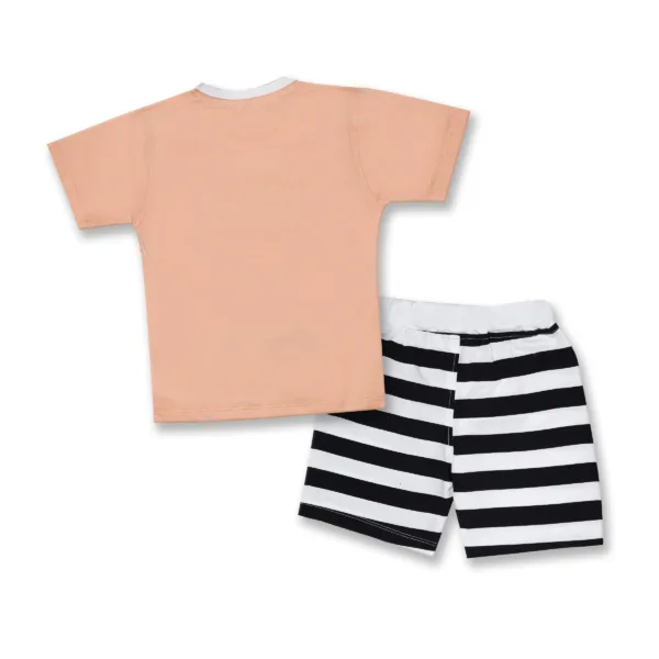 JOY KIDS Baby Boy Two-Piece Set – Knit Top with Chest Print & Stripe Printed Pant, Top.