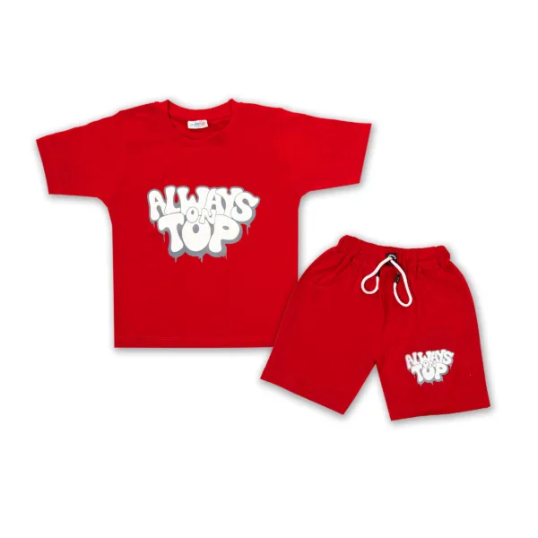 JOY KIDS Baby Boy Two-Piece Set – Knit Fabric with Chest & Leg Print