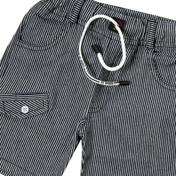 JOY KIDS  Baby Boy Two-Piece Set – Knit Top with Denim Stripe Tie & Pocket