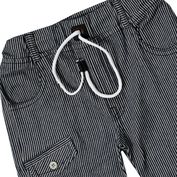 JOY KIDS  Baby Boy Two-Piece Set – Knit Top with Denim Stripe Tie & Pocket