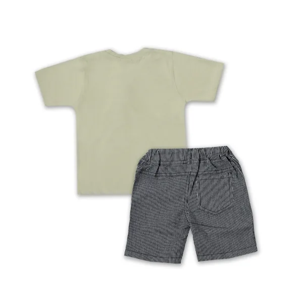 JOY KIDS  Baby Boy Two-Piece Set – Knit Top with Denim Stripe Tie & Pocket