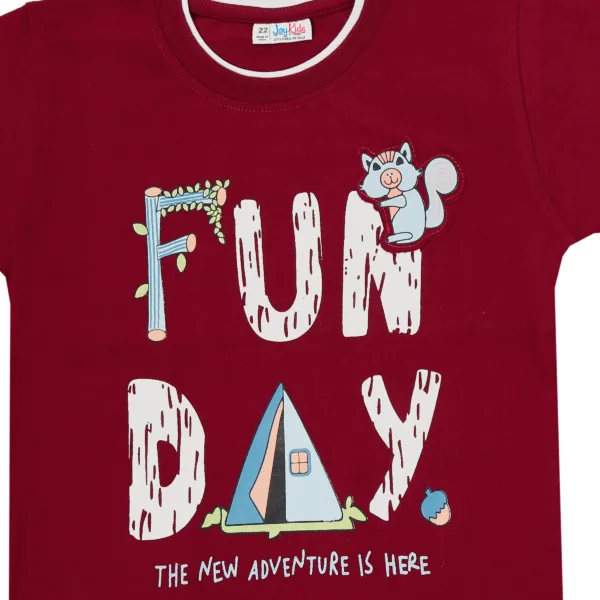 JOY KIDS Baby Boy Two-Piece Set – Knit Top with Chest Embroidery & Stretchable Lycra Denim Bottom