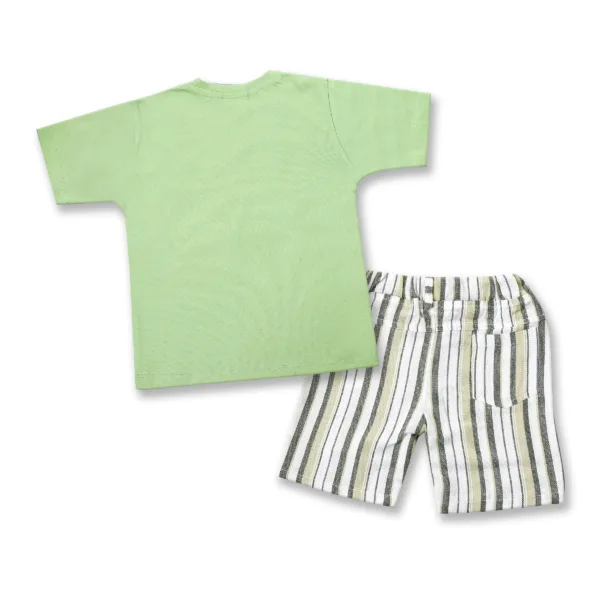 JOY KIDS Baby Boy Two-Piece Set – Knit Top with Chest Print & Applique, Matching Textile Bottom
