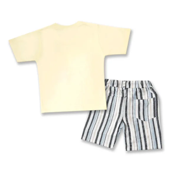 JOY KIDS Baby Boy Two-Piece Set – Knit Top with Chest Print & Applique, Matching Textile Bottom