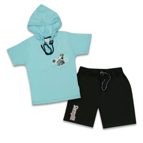 JOY KIDS Baby Boy Two-Piece Hoodie Set – Knit Fabric with Front Pocket Print & Back Print
