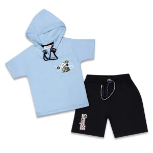JOY KIDS Baby Boy Two-Piece Hoodie Set – Knit Fabric with Front Pocket Print & Back Print