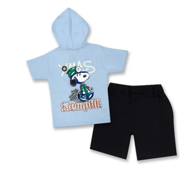 JOY KIDS Baby Boy Two-Piece Hoodie Set – Knit Fabric with Front Pocket Print & Back Print