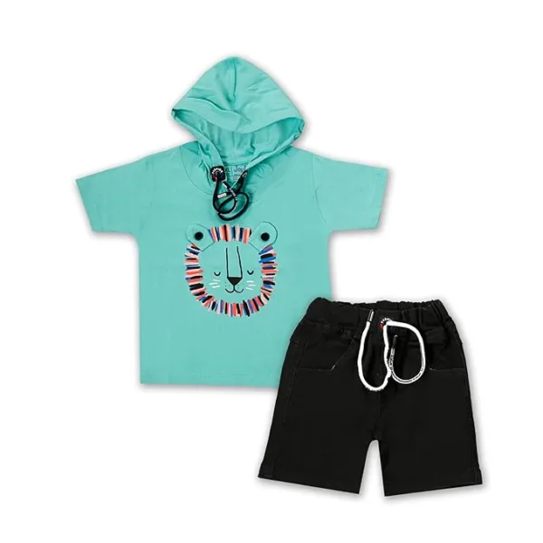 JOY KIDS Baby Boy Two-Piece Set – Knit Top with Chest Embroidery & Black Denim