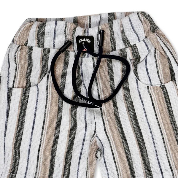 JOY KIDS Baby Boy Two-Piece Set – Knit Top with Chest Print & Applique, Multicoloured Stripe Bottom, Blue & Clay Print, 1-2 Year Olds