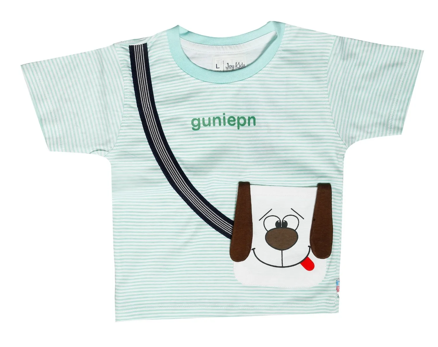 Joy Kids Baby Boys Striped T-Shirt and Denim Shorts Set, Cute Dog Print Pocket, Cotton Blend, Summer Casual Outfit