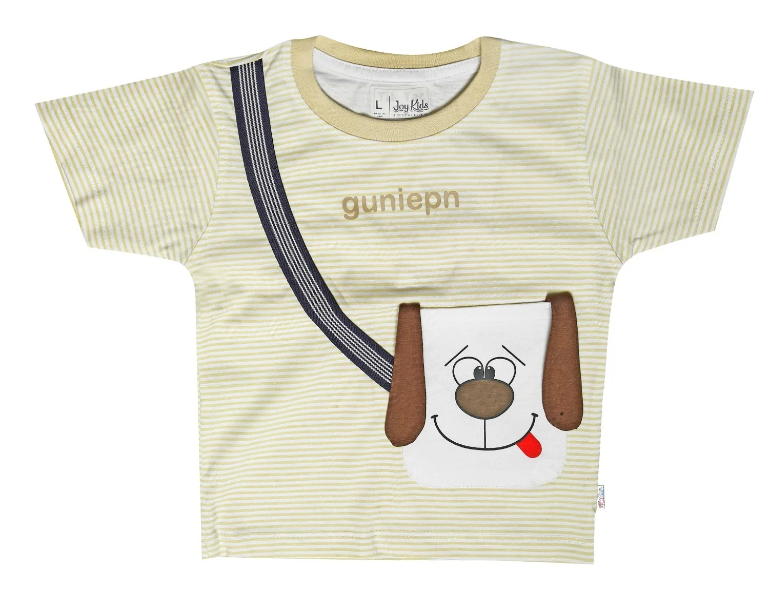 Joy Kids Baby Boys Striped T-Shirt and Denim Shorts Set, Cute Dog Print Pocket, Cotton Blend, Summer Casual Outfit