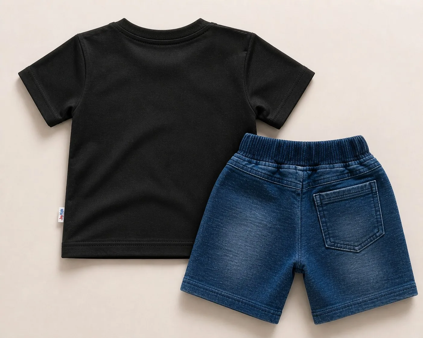 Joy Kids Baby Boys 'Keep Curious' Graphic T-Shirt and Denim Shorts Set, Casual Wear, 2-Piece Outfit