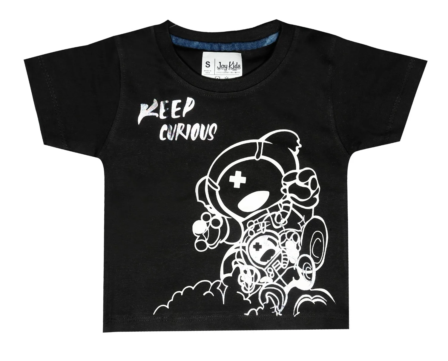 Joy Kids Baby Boys 'Keep Curious' Graphic T-Shirt and Denim Shorts Set, Casual Wear, 2-Piece Outfit