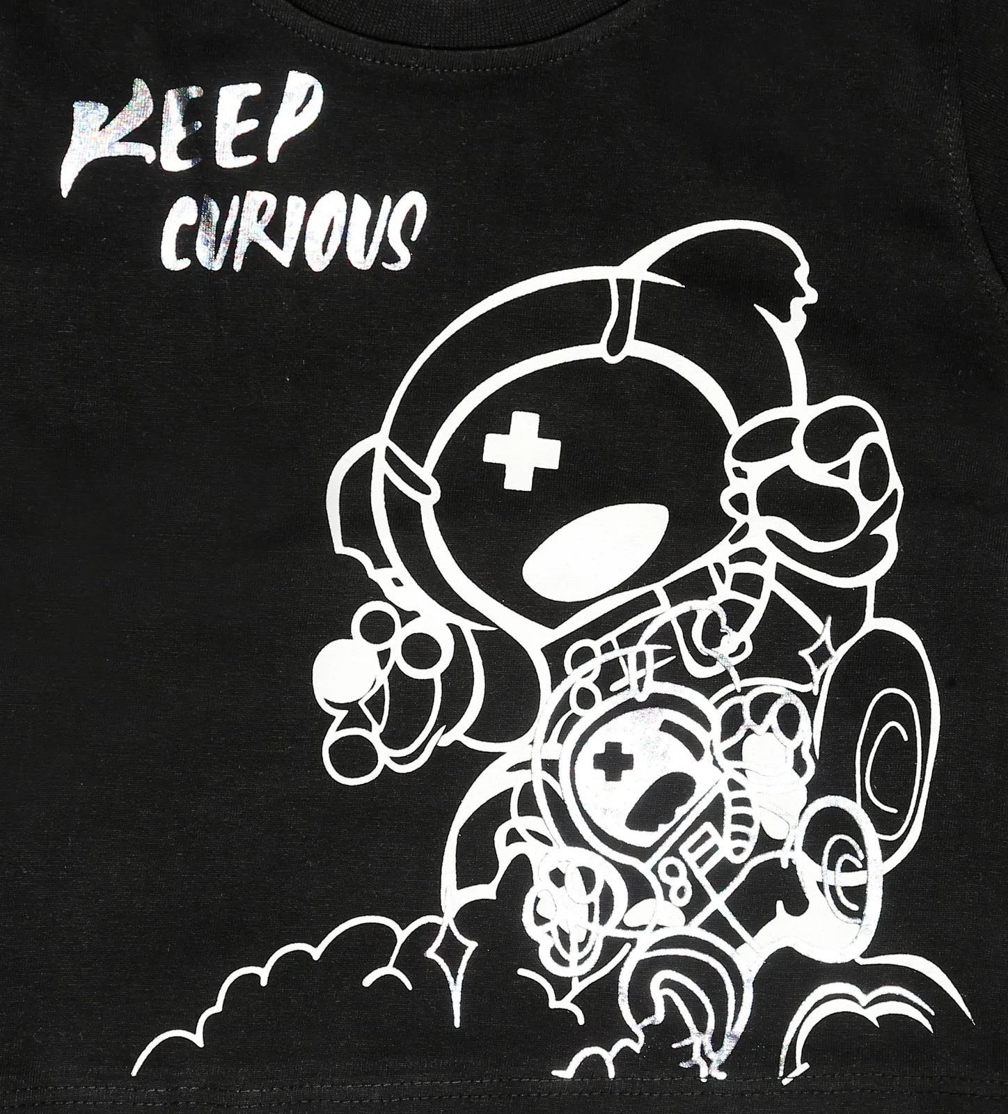 Joy Kids Baby Boys 'Keep Curious' Graphic T-Shirt and Denim Shorts Set, Casual Wear, 2-Piece Outfit