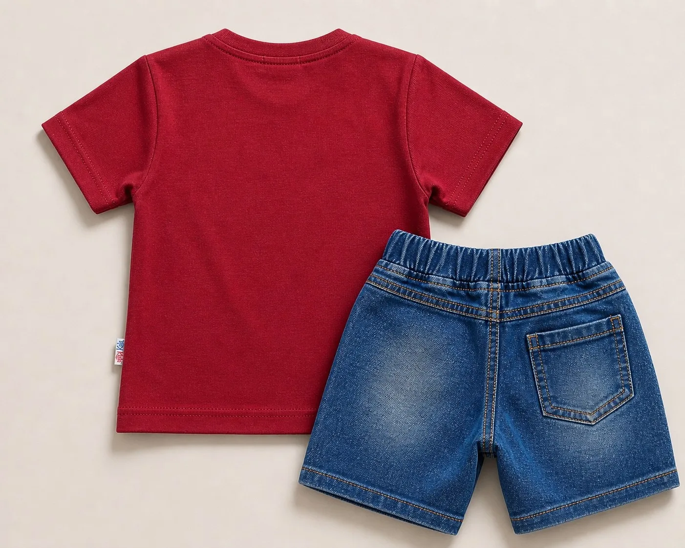 Joy Kids Baby Boys 'Keep Curious' Graphic T-Shirt and Denim Shorts Set, Casual Wear, 2-Piece Outfit