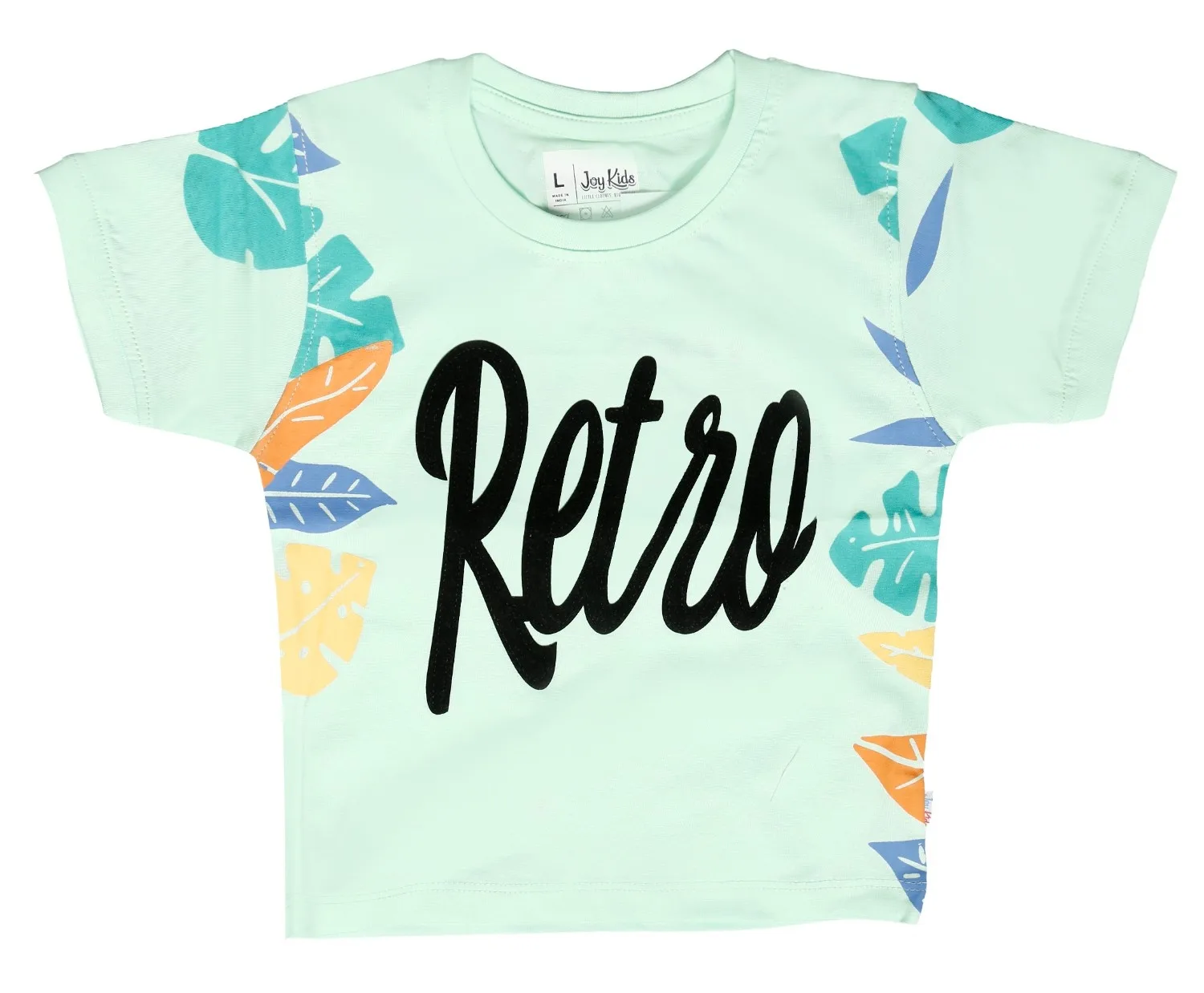 Joy Kids Baby Girls Retro Print T-Shirt and Denim Shorts Set, Lilac/Sea Green, 2-Piece Summer Outfit