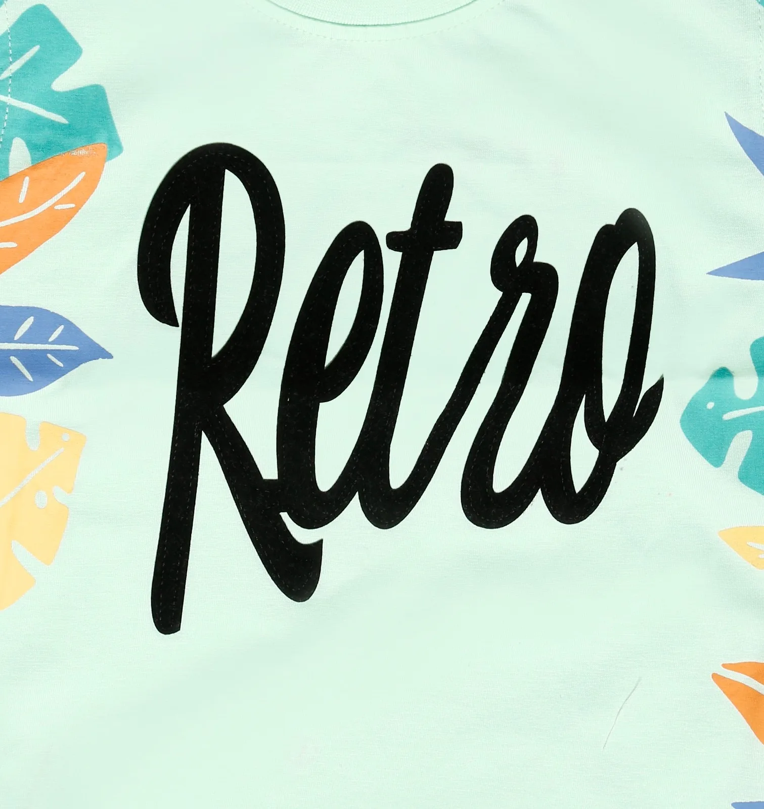 Joy Kids Baby Girls Retro Print T-Shirt and Denim Shorts Set, Lilac/Sea Green, 2-Piece Summer Outfit