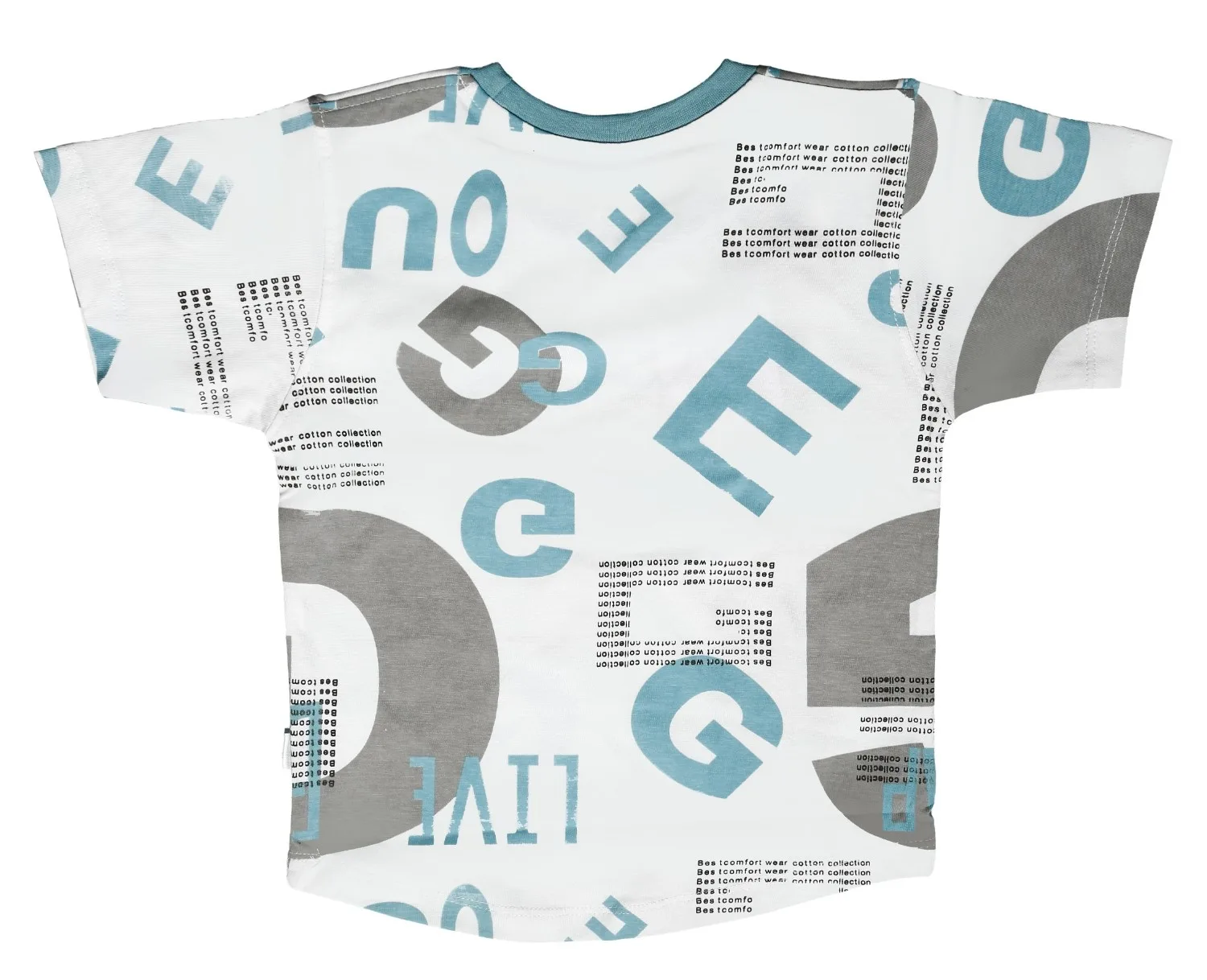 Joy Kids Boys 2-Piece Summer Outfit Set, Alphabet Graphic Print T-Shirt with Shorts, Turquoise Blue and Tomato Red