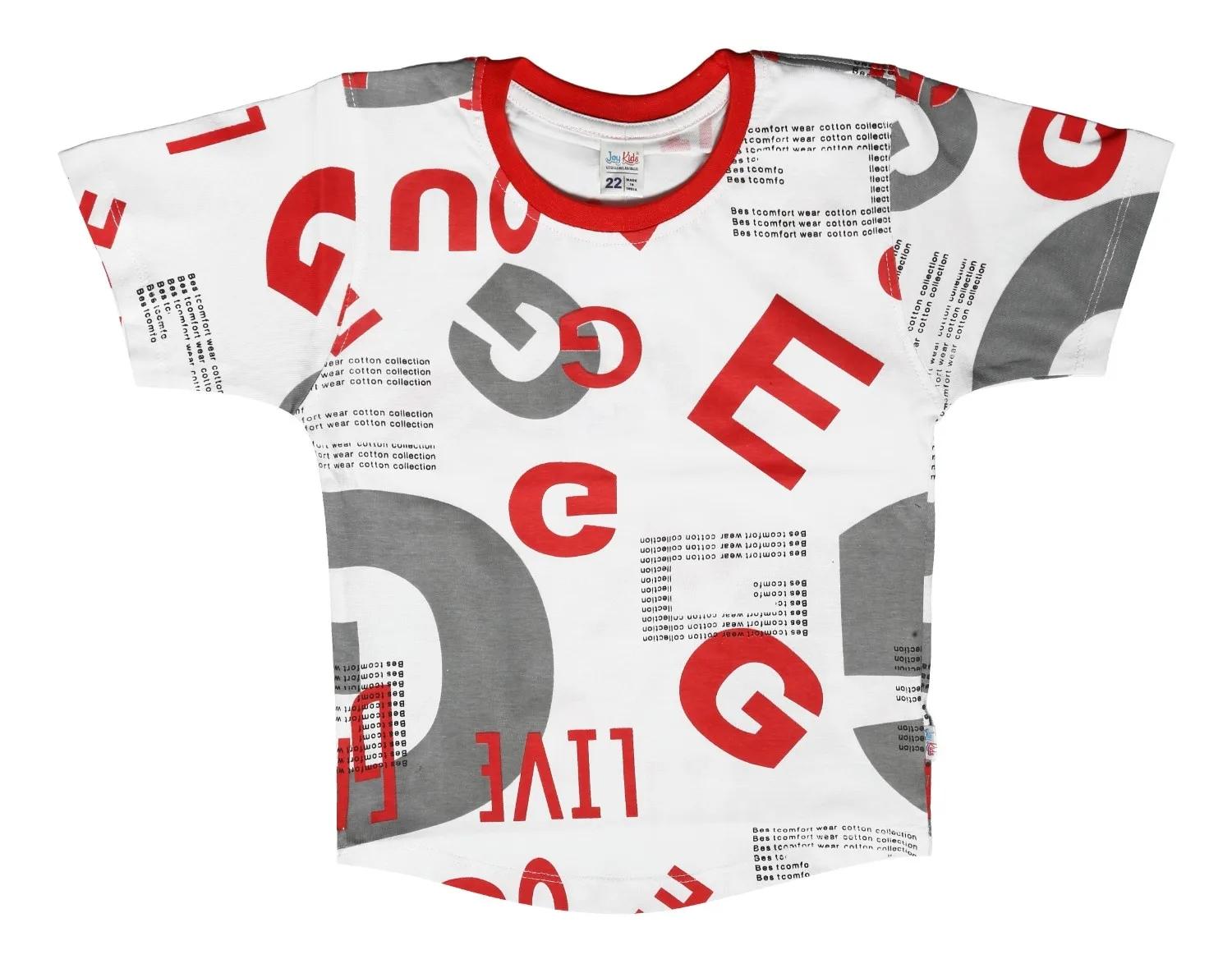 Joy Kids Boys 2-Piece Summer Outfit Set, Alphabet Graphic Print T-Shirt with Shorts, Turquoise Blue and Tomato Red