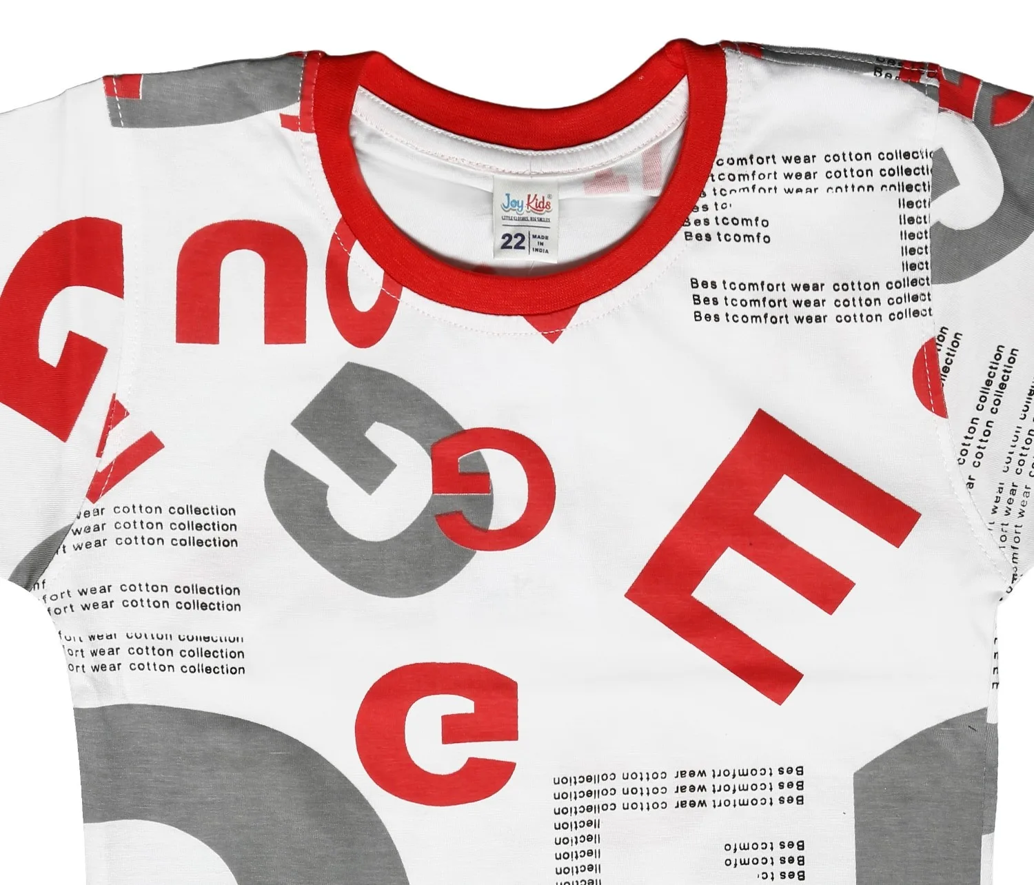 Joy Kids Boys 2-Piece Summer Outfit Set, Alphabet Graphic Print T-Shirt with Shorts, Turquoise Blue and Tomato Red