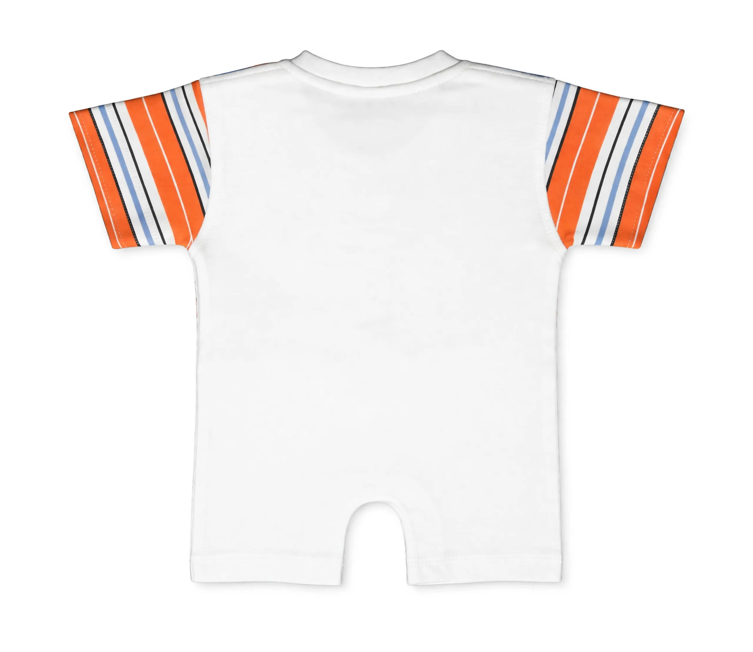 Joy Kids Baby Romper, Striped Print, Soft Cotton Short Sleeve Onesie with Snap Button Closure, Comfortable Casual Wear for Infants & Toddlers, Blue & Orange