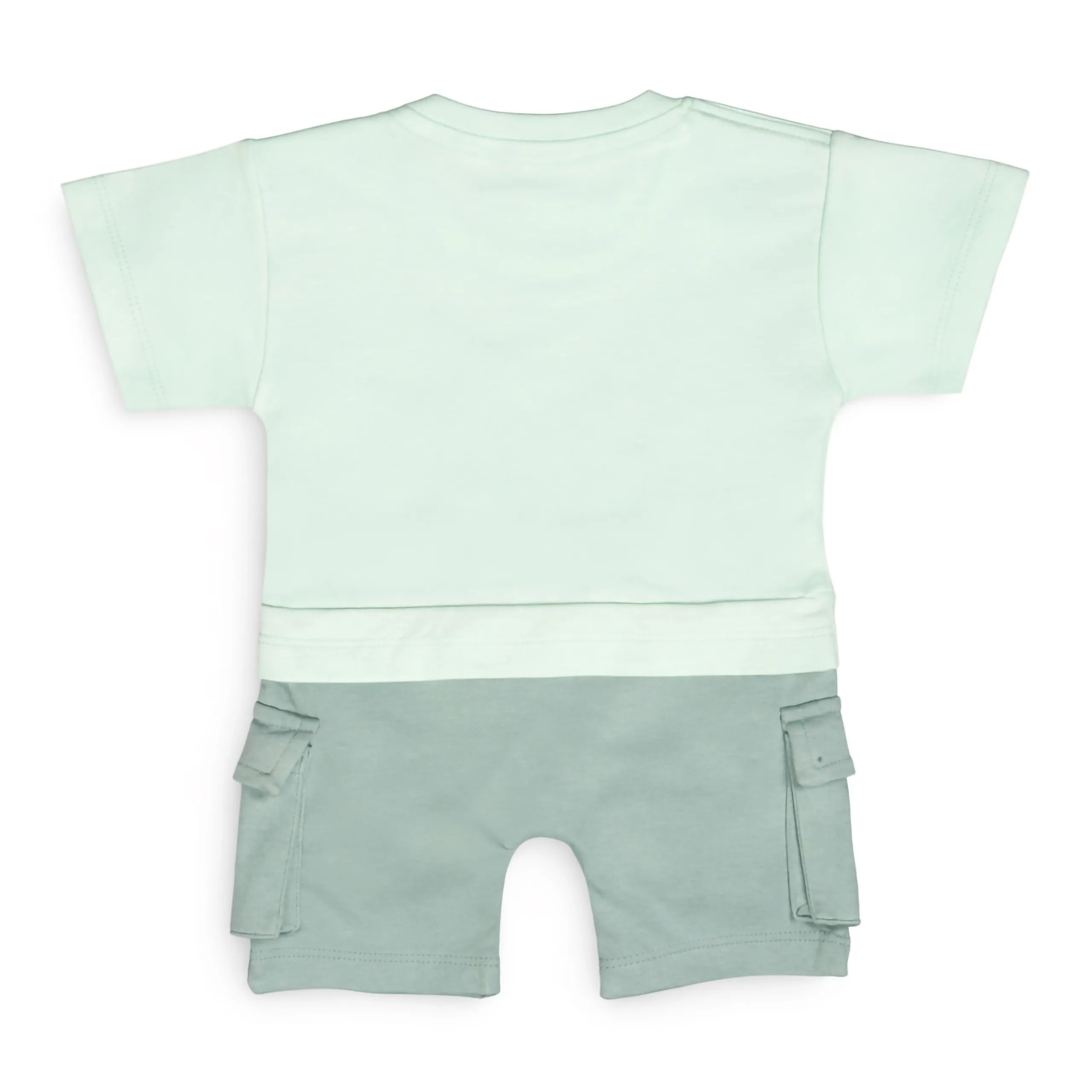 Joy Kids Baby Romper, Sailor Graphic Print, Half Sleeve Cotton Jumpsuit with Cargo Pockets & Snap Button Closure, Soft Summer Casual Wear for Babies