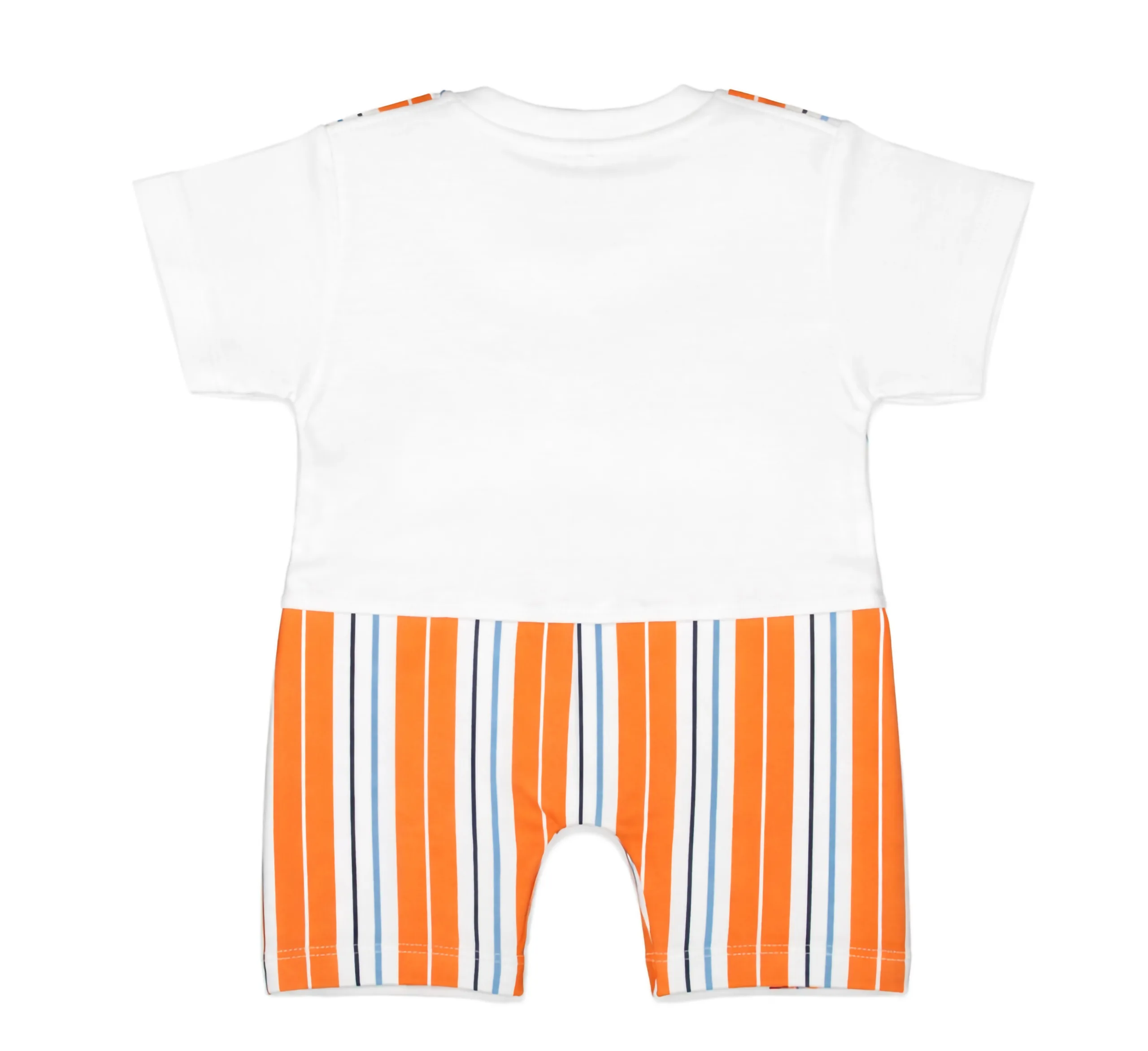 Joy Kids Baby Romper with Striped Pattern & Bow Detail, Soft Cotton Short Sleeve Onesie, Snap Button Closure, Comfortable Casual Wear for Babies