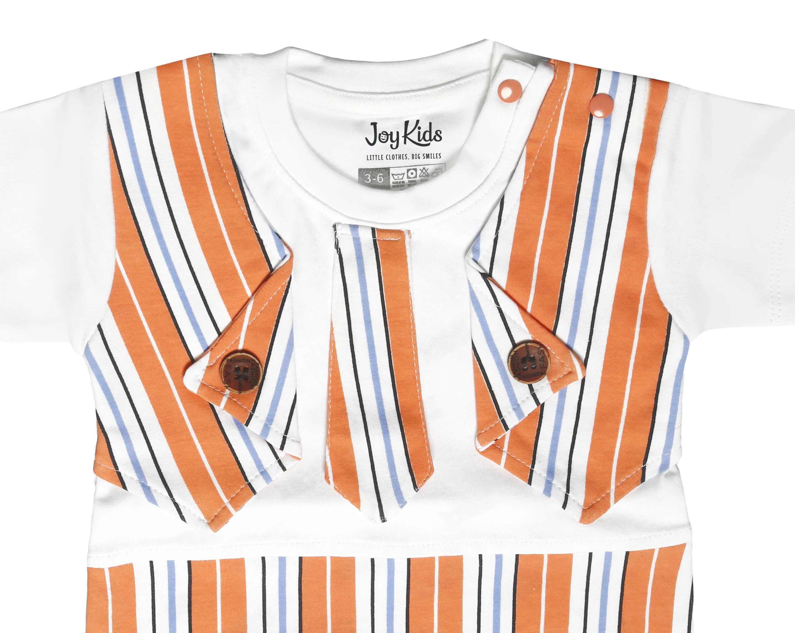 Joy Kids Baby Romper with Striped Pattern & Bow Detail, Soft Cotton Short Sleeve Onesie, Snap Button Closure, Comfortable Casual Wear for Babies