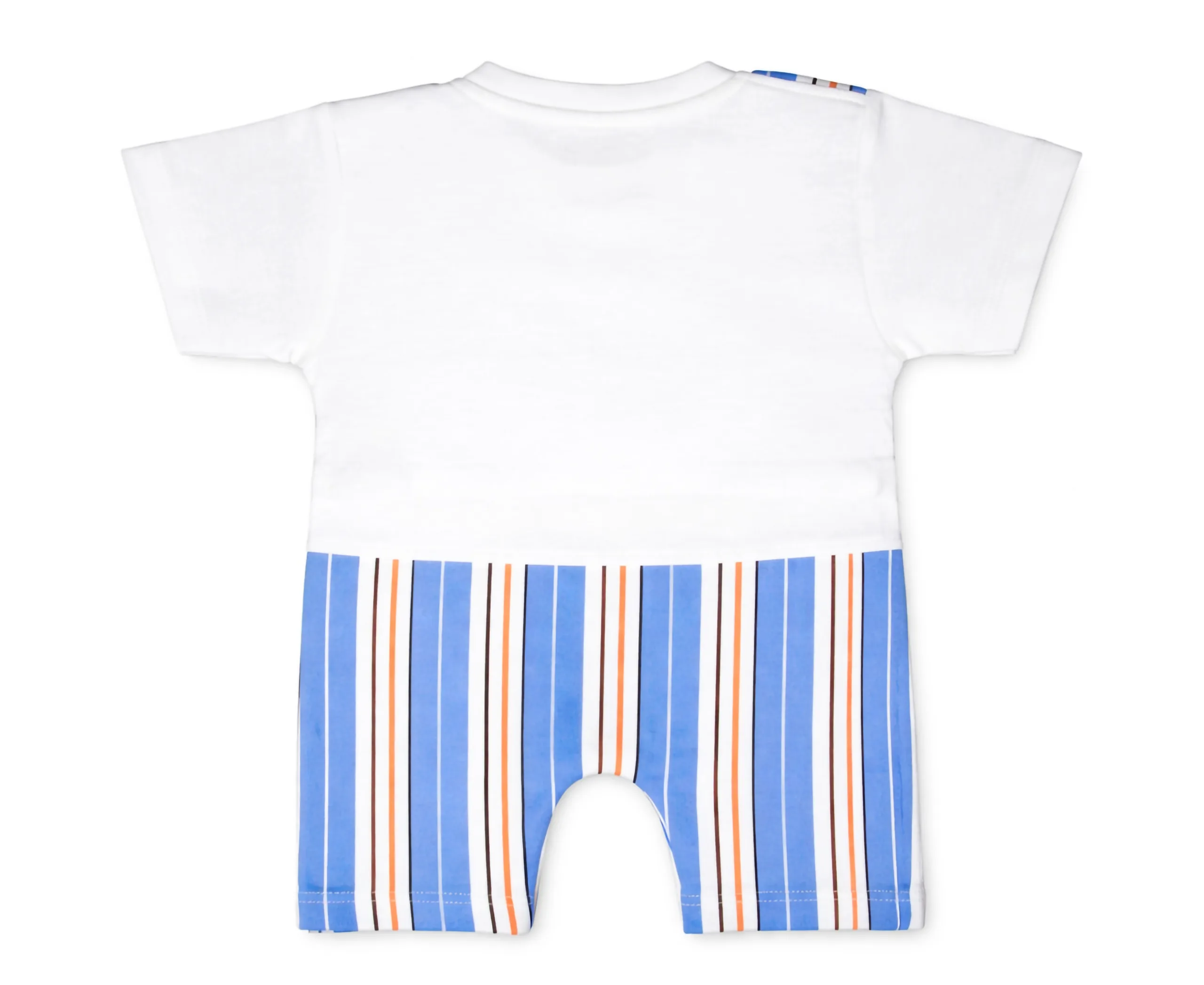 Joy Kids Baby Romper with Striped Pattern & Bow Detail, Soft Cotton Short Sleeve Onesie, Snap Button Closure, Comfortable Casual Wear for Babies