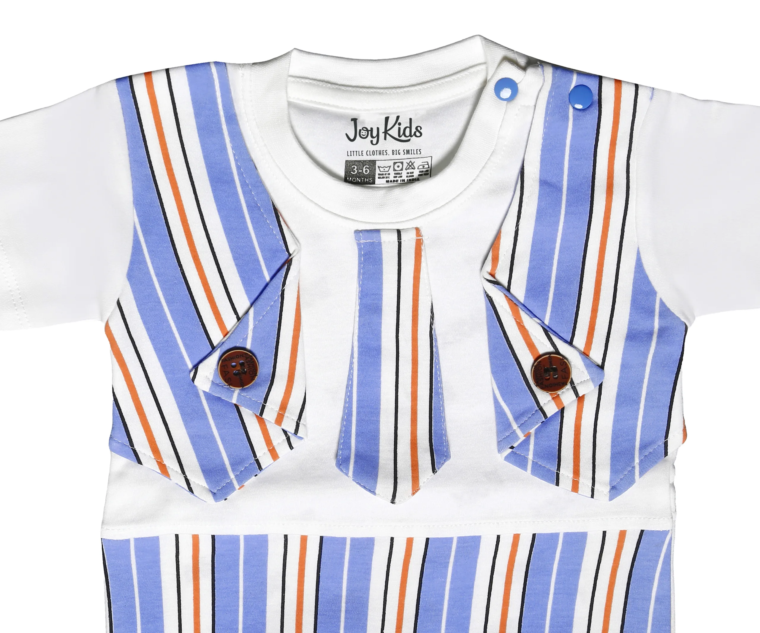 Joy Kids Baby Romper with Striped Pattern & Bow Detail, Soft Cotton Short Sleeve Onesie, Snap Button Closure, Comfortable Casual Wear for Babies